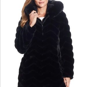 Miss Gallery Hooded Faux Fur long coat